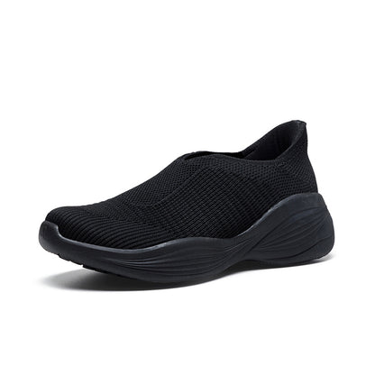 Woman wearing Rebecca Lim's arch support shoes for back pain relief
