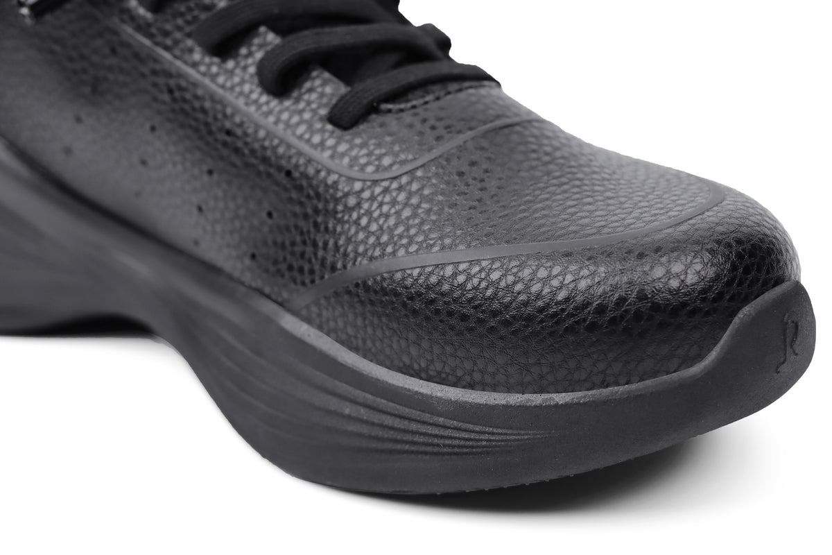 Woman wearing Rebecca Lim's arch support shoes for back pain relief